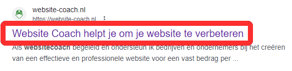Het is belangrijk om de pagina titel van de zoekmachine gegevens in te vullen